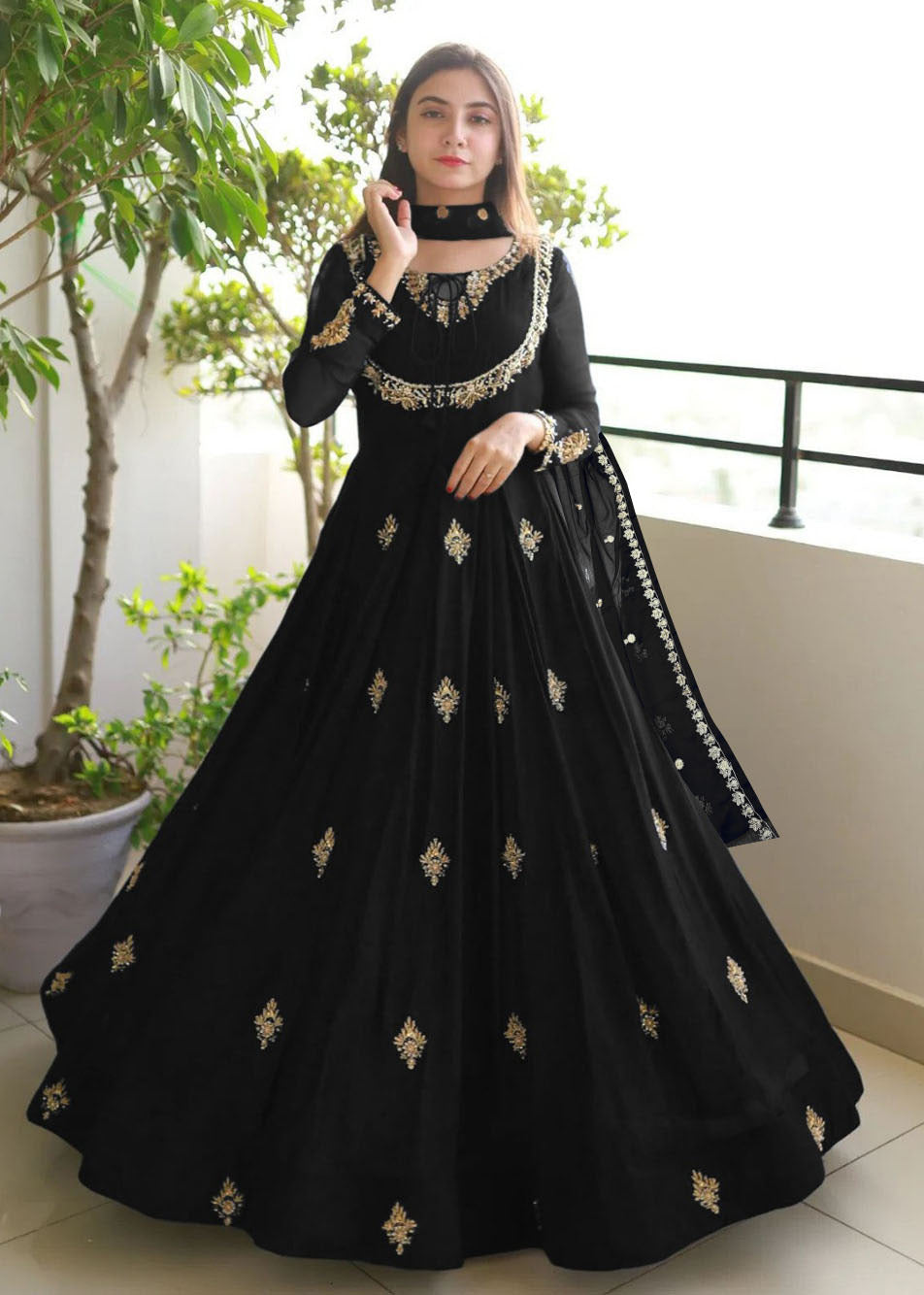 Front Embroidered Maxi with Embroidered Dupatta 3PC Set
