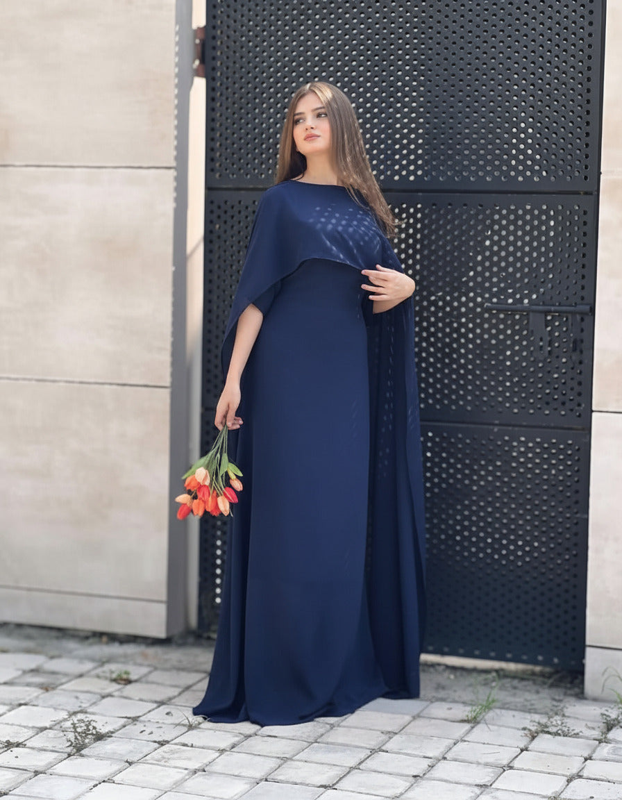Stylish Cap Shawl Fitted Maxi 2PC for Women