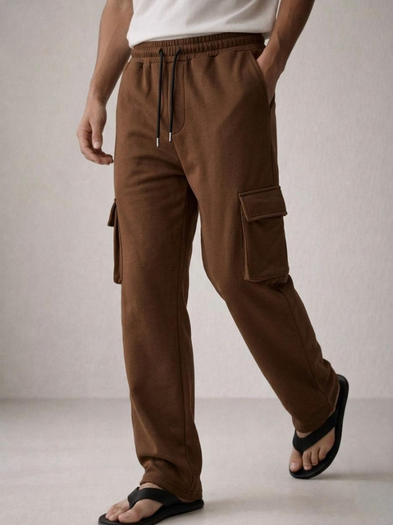 Men's Straight-Leg Cargo Trousers - Minimalist Utility Pants