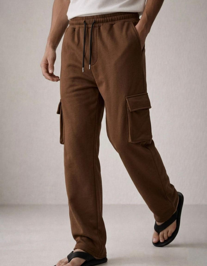 Men's Straight-Leg Cargo Trousers - Minimalist Utility Pants