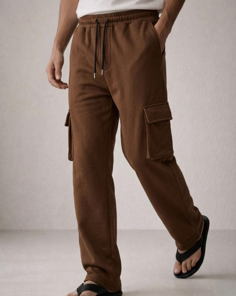 Men's Straight-Leg Cargo Trousers - Minimalist Utility Pants