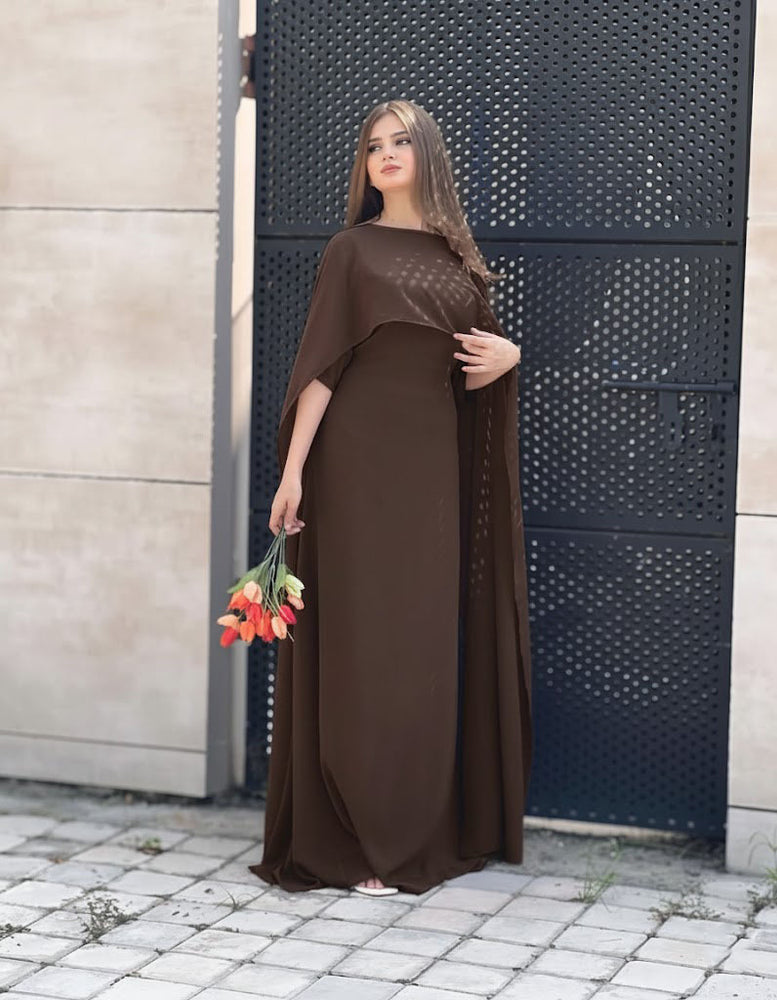 Stylish Cap Shawl Fitted Maxi 2PC for Women