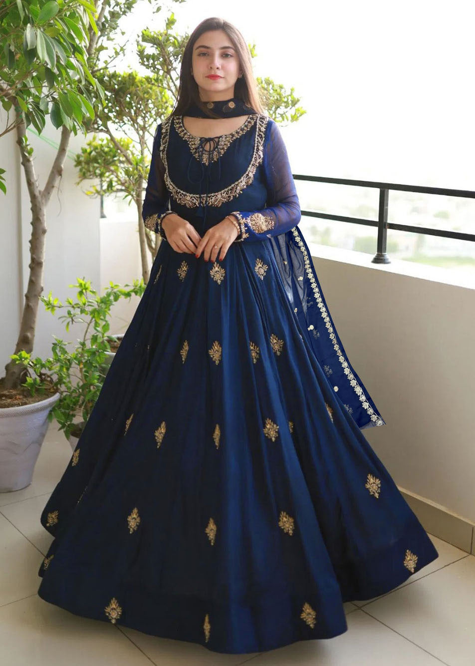 Front Embroidered Maxi with Embroidered Dupatta 3PC Set