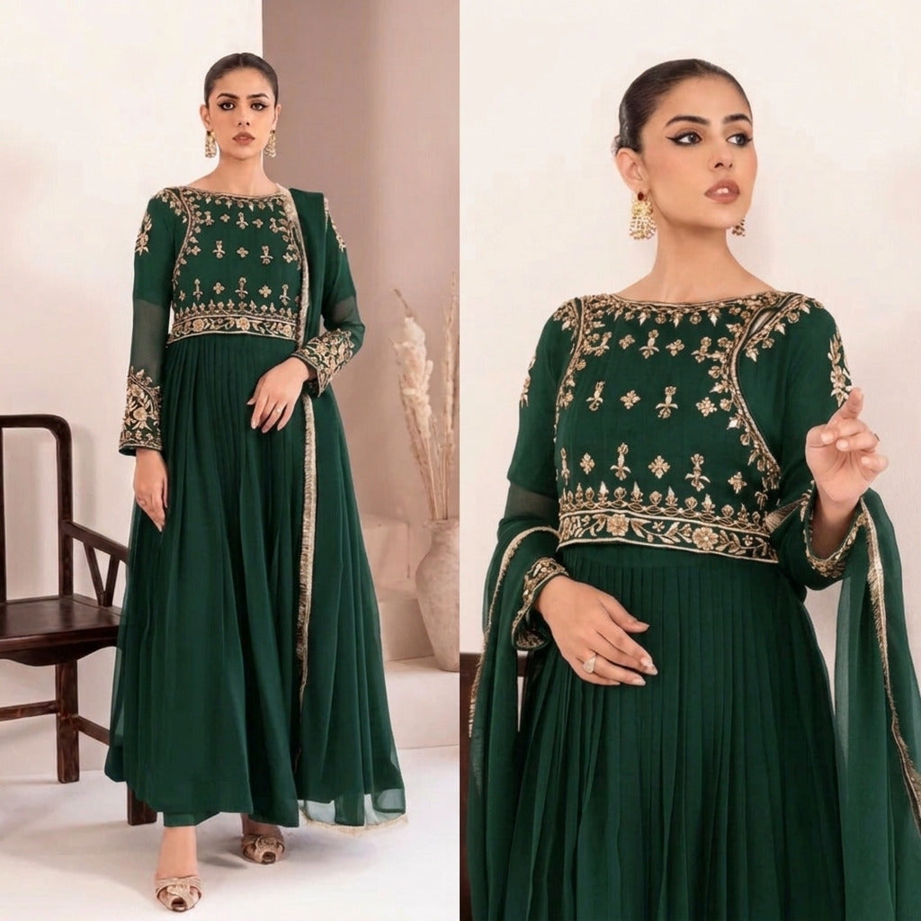 Original Raw Silk 3PC Embroidered Suit - Heavy Sequence Flapper Set