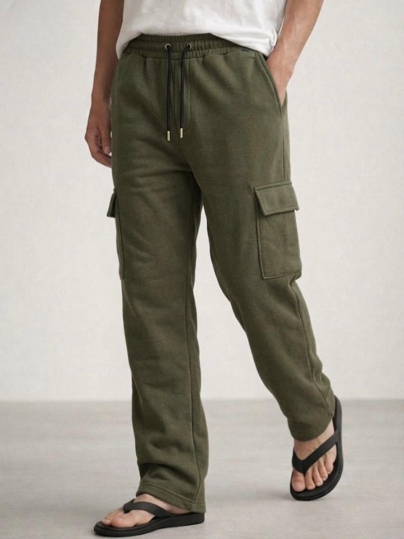 Men's Straight-Leg Cargo Trousers - Minimalist Utility Pants