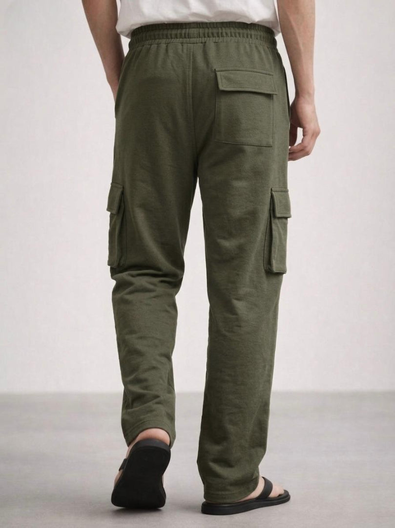 Men's Straight-Leg Cargo Trousers - Minimalist Utility Pants