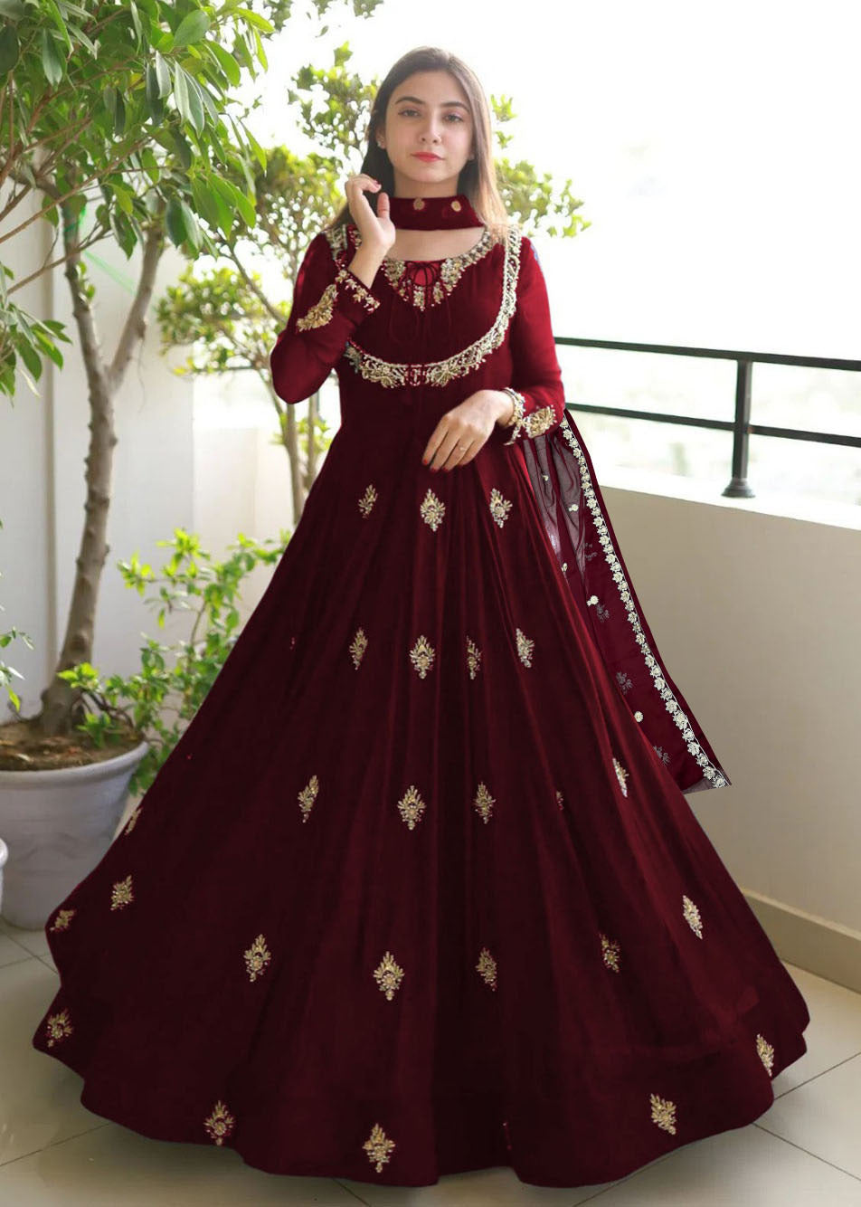 Front Embroidered Maxi with Embroidered Dupatta 3PC Set