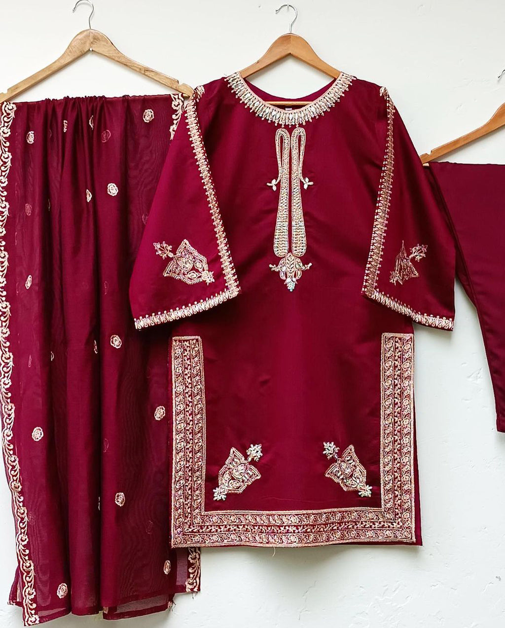 Elegant Embroidered Shirt Dupatta 3PC