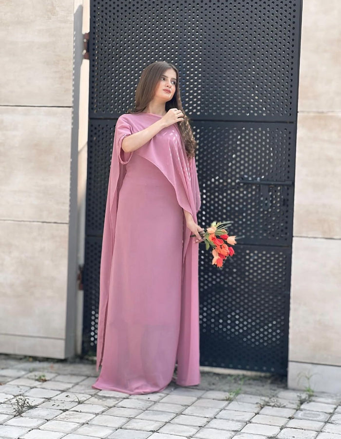 Stylish Cap Shawl Fitted Maxi 2PC for Women