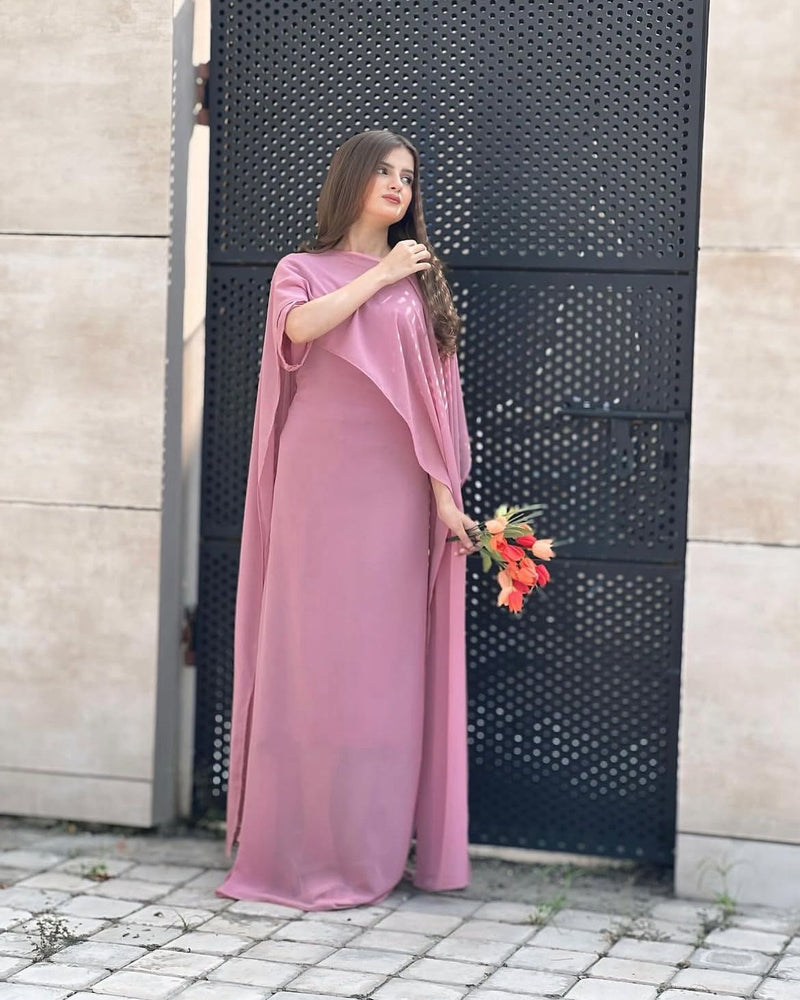 Stylish Cap Shawl Fitted Maxi 2PC for Women