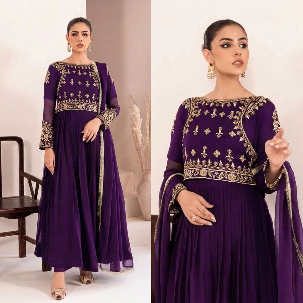 Original Raw Silk 3PC Embroidered Suit - Heavy Sequence Flapper Set