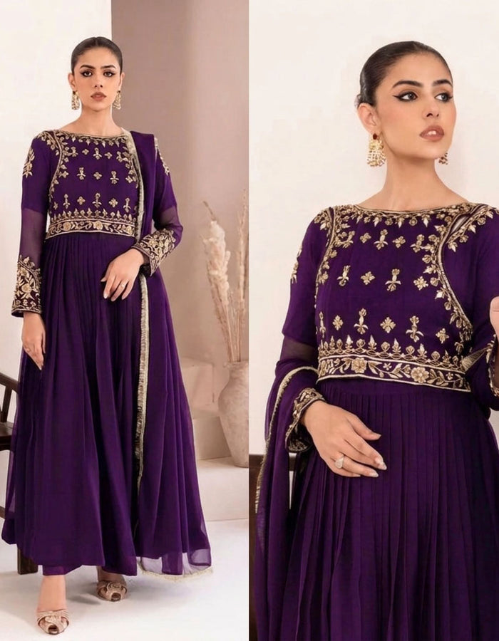Original Raw Silk 3PC Embroidered Suit - Heavy Sequence Flapper Set