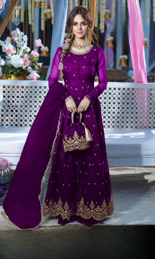 Elegant Front Embroidered Maxi 4PCS with Potli, Trouser and Lace Dupatta
